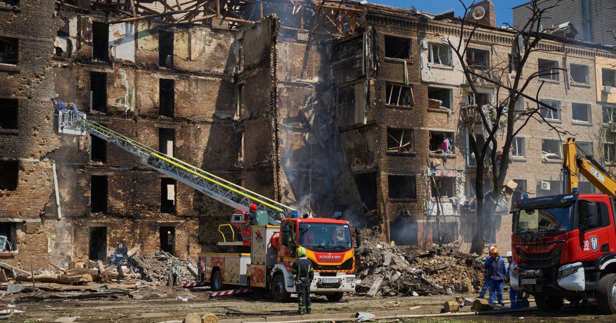 One of damaged buildings due to Russia's massive attacks on Sunday, 24 May 2026 on Kyiv, Ukraine (Photo/X/President Zelensky)